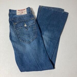 NEW‎ True Religion World Tour Jeans Boot Cut Flap Pockets Brown Gold 31x29